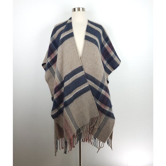 Do Everything In Love Anthropologie Brown Blue Plaid Kimono Sweater Cardigan - Picture 1 of 6